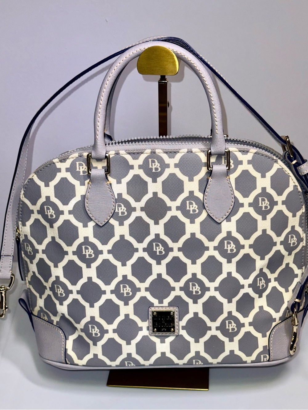 Dooney & Bourke Gray and White Signature Dome Satchel